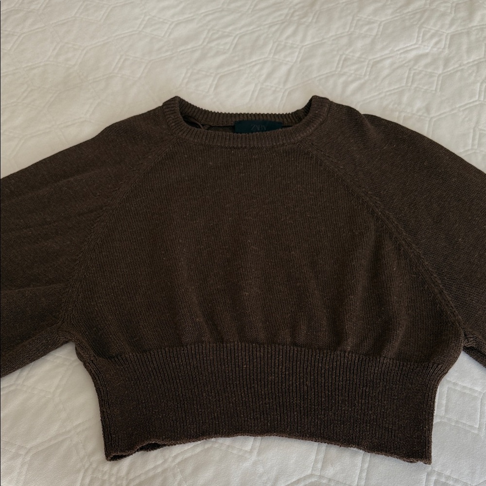 Zara Dark Brown Women's Crew Neck Sweater like new